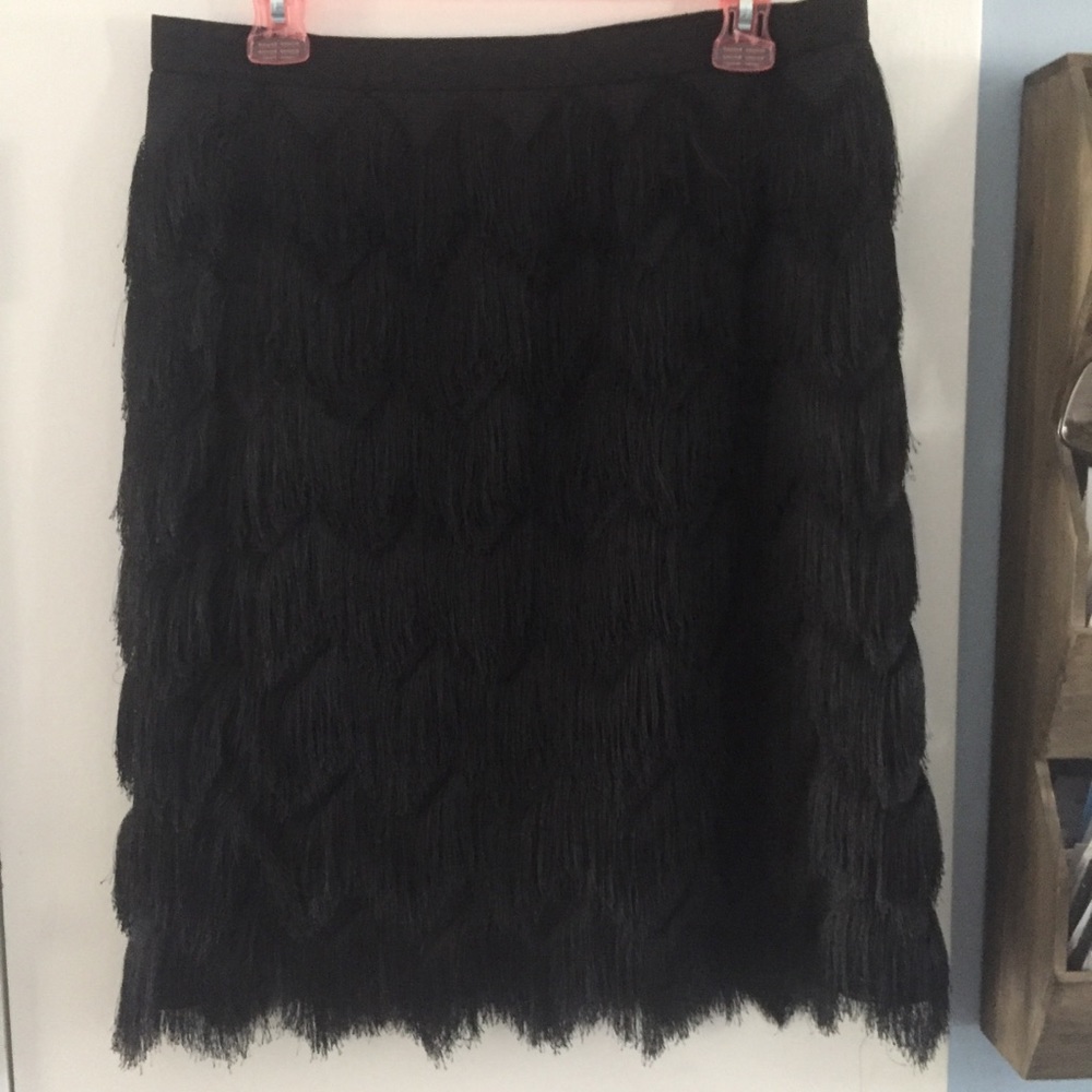 Ann Taylor black fringe skirt